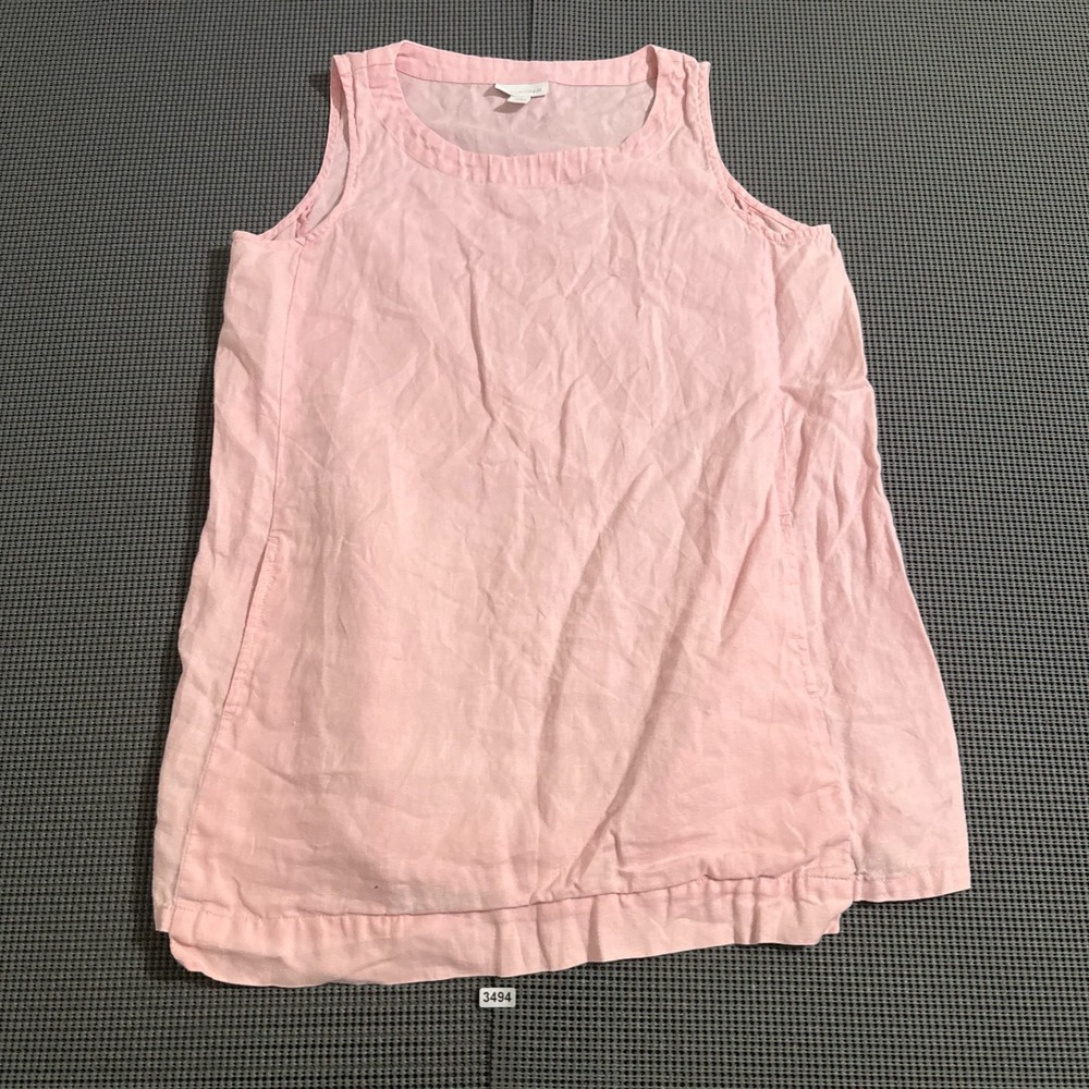 Pure Jill Womens XS Petite Pink Linen Sleeveless Tunic Top Pockets